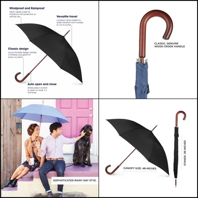 Totes 48 Inch Automatic Open Stick Umbrella, Black, One Size  convenient to use,