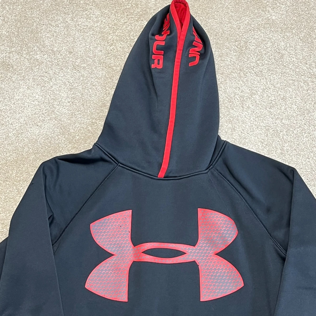 Under Armour Sweatshirt Kids Medium Youth Black Red Hood Logo Pullover  Active | eBay