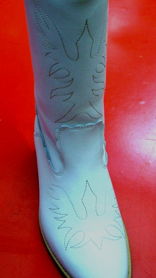 Westernstiefel *  Cowboy *  Damen  Stiefel   weiß  mit Goldgarn bestickt