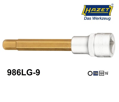 9 mm Innensechskant Steckschlüsseleinsatz 1/2'' lang Hazet 986LG z.B.Bremssattel