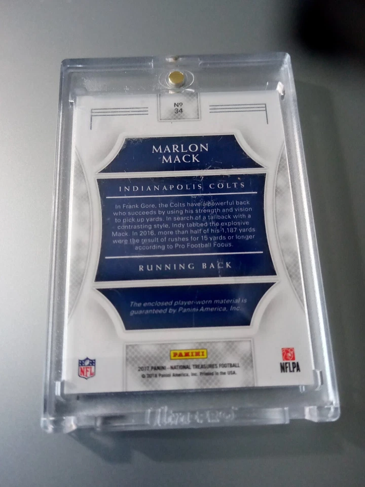 2017 Marlon Mack Panini National Treasures Dual Patch R/C 01/ 49 COLTS - Image 2 of 2