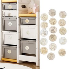 16x Round Wood Tag for Toy Storage Versatile Toy Bin Organizer Labels Toy