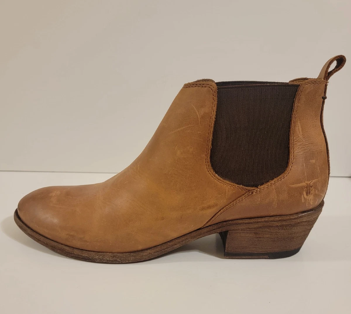 Frye Carson Chelsea Leather Booties Cognac Sz 11 eBay