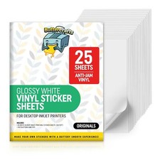 Premium Printable Vinyl Sticker Paper for Inkjet Printer 25 Sheets, 8.5"x11" ...