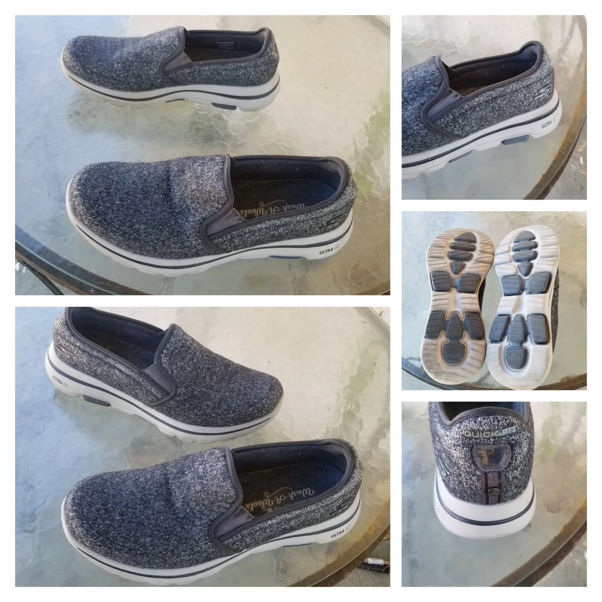 Skechers Comfort Walking Shoes Men s 9 US Gray Wash a Wool Sneakers Slip On EUC