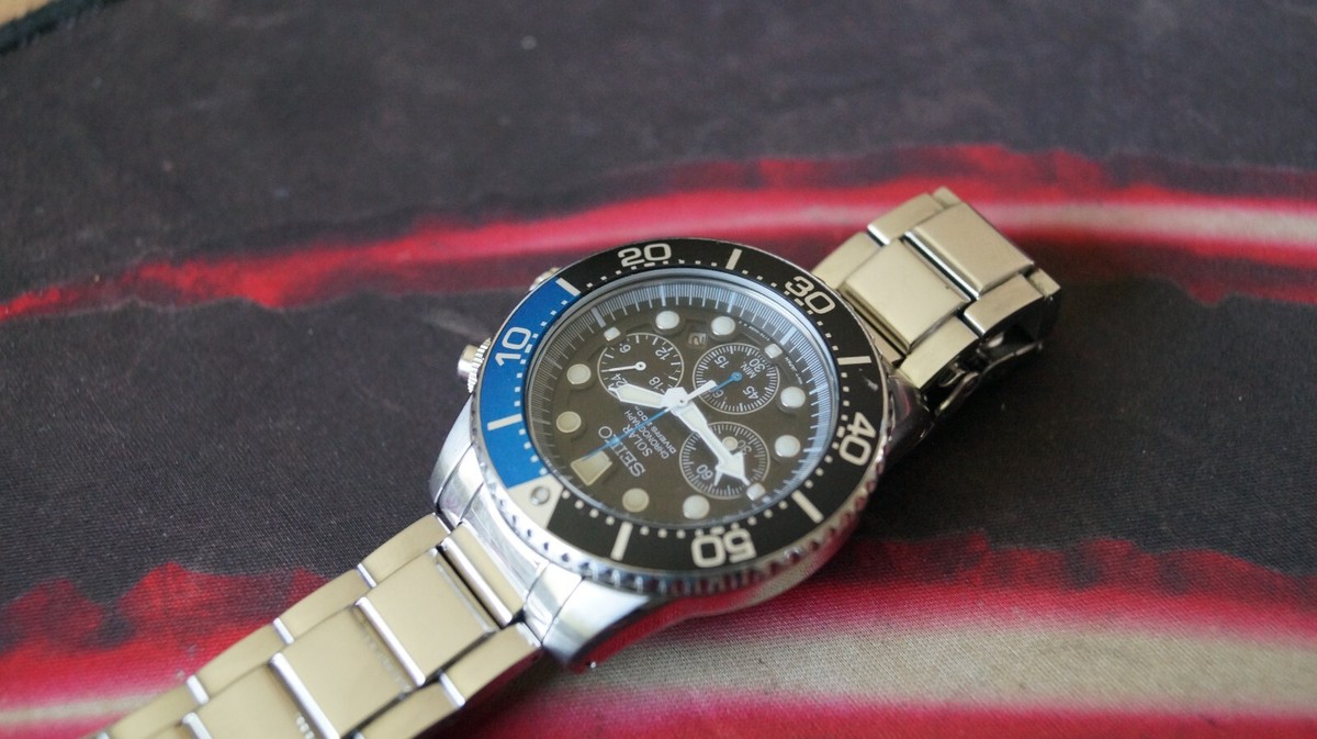 Seiko Solar Chronograph V175-0AD0 Air Diver Watch SSC017 Tuna