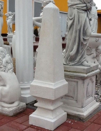 Obelisk-Pinienzapfen-105-cm-Gartenfiguren-Steinguss-Pfeilerkrone-Gartendeko