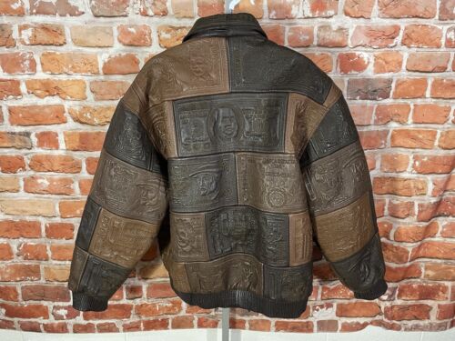 vintage Leather Tanners Avenue money textured jacket sz 3XL hip hop 90s y2k - Picture 4 of 11