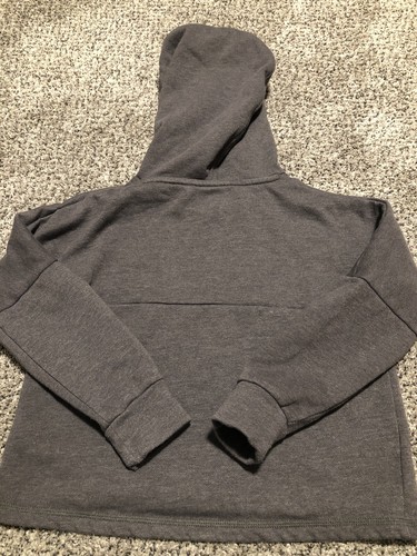 Gap Kids Girls Rainbow Colored Logo Hoodie Sweatshirt Spell out s 6-7 Gray Crop - Picture 9 of 9