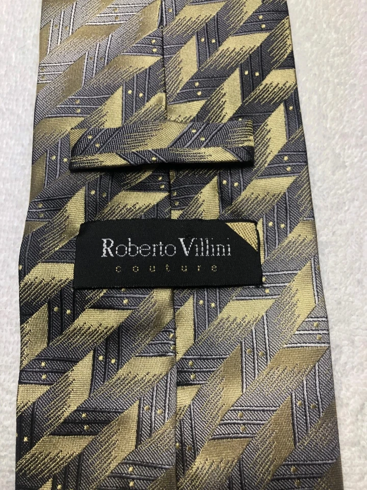 ROBERTO VILLINI CORBATA HOMBRE GRIS Y DORADO 4 X 59 Foto 4 de 4