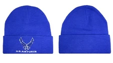 8" U.S. Air Force Wings Royal Blue Knitted Embroidered Beanie Skull Cap