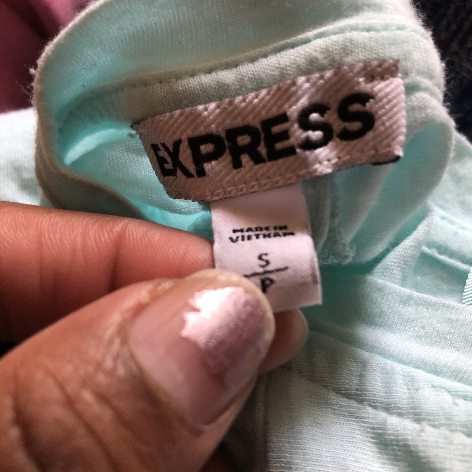 EXPRESS SMALL turquoise Top Button Back CUTE - image 9
