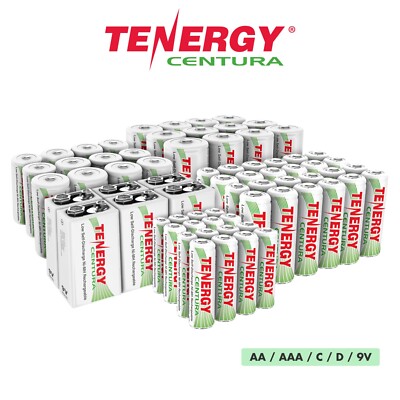 Tenergy Centura Low Self Discharge AA AAA C D 9V NiMH Rechargeable Batteries Lot