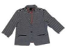 Christian Siriano Cropped Blazer 3/4 Sleeves - Women's Xl Black White Striped
