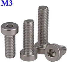 M3 - 0.5 304 Stainless Steel Low Head Hex Socket Cap Screws Allen Bolts DIN 7984