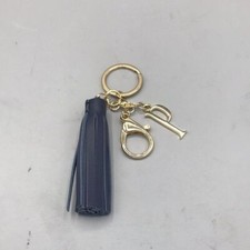 Plaget Blue Leather Key Chain Gold P