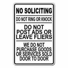 No Soliciting Do Not Ring Knock Disturb Leave Flyers Stop Sign / Decal Alarm
