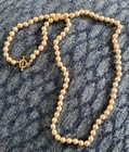 Vintage Faux Pearl Beaded Necklace w Gold Toggle Clasp J2 Knotted Beads — photo 7
