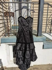 Black whimsigoth velvet strapless mermaid formal dress Camille La Vie size 12p