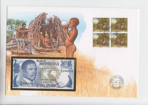 Botswana 2 Pula Banknote In Numisbrief 1992 Liberia, 5 Dollar Banknote In 118131 - 第 1/2 張圖片