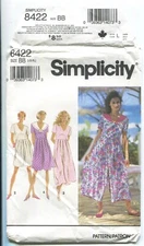 Simplicity 8422 WOMEN'S JUMPSUIT & DRESS IN 2 LENGTHS SZ 18-24 UNCUT 1993