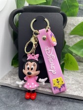4" Disney Minnie Mouse Inspired Silicone Keychain Fob Backpack Purse Charm B1738