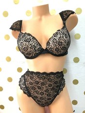 Victoria's Secret Dream Angels Push-up Bra  Panty Set Black Lace NWT