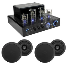Rockville BluTube Tube Amplifier/Home Receiver+(4) 5.25" Black Ceiling Speakers