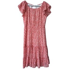 J Crew Midi Dress Sz 10 Orange Floral Ruffled Lined Rtl $98 Boho Cottage Core