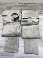 Hudson Park 6pc Ribbed Bath Towel Set Adobe Beige Soft to The Touch Set Of 6