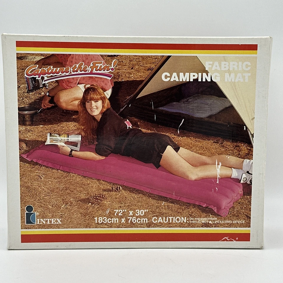 VTG Intex Fabric Camping Air Mattress 72" x30" 1988 Pink 80s Retro Heavy Durable - Image 3 of 4