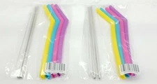 Silicone Straws Metal Straws Multi-color Cleaning Brush 14 pc 10" Reusable TF