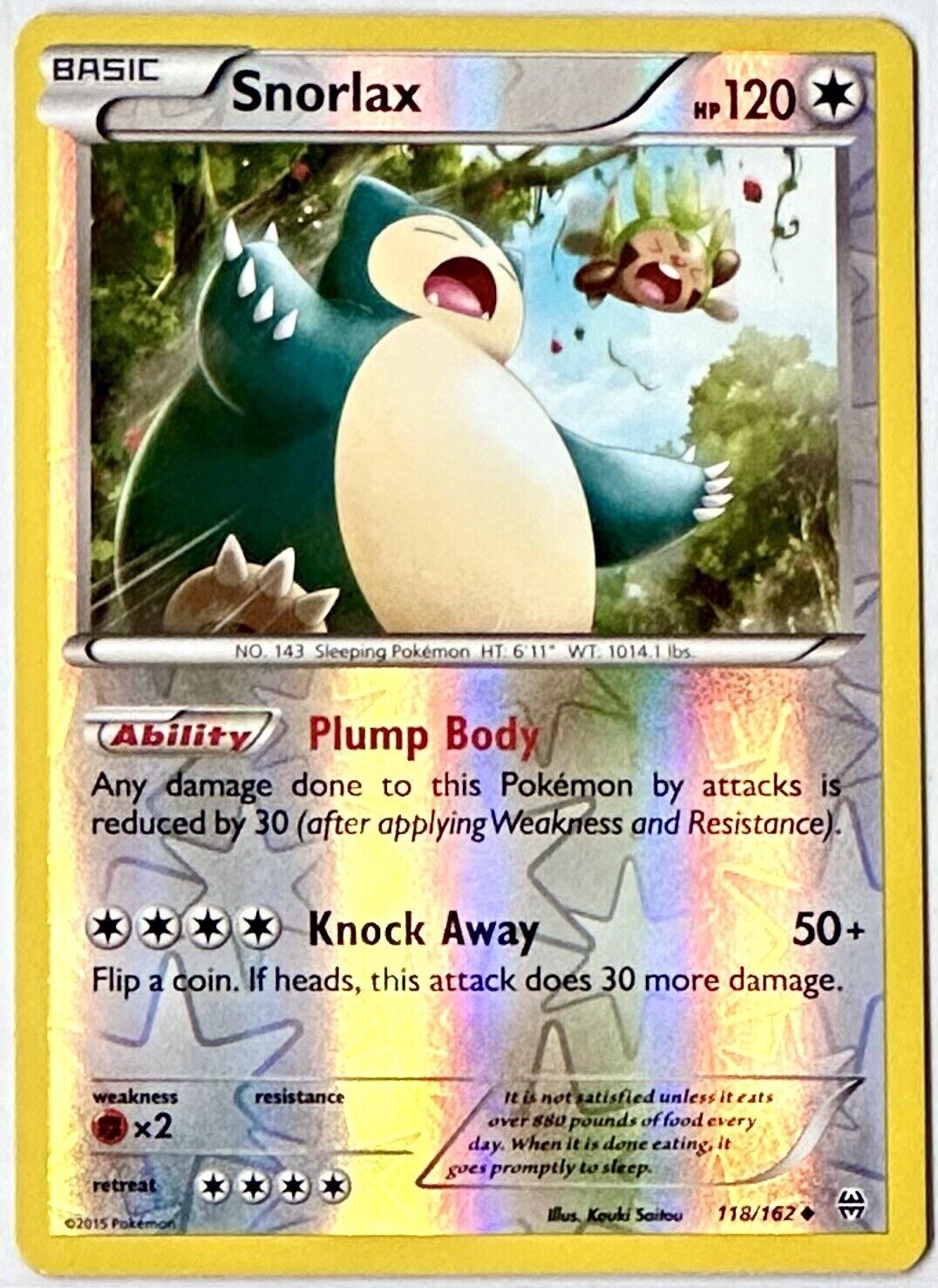 Pokemon - Snorlax - Reverse Holo - 118/162 - BREAKthrough  - NM/M