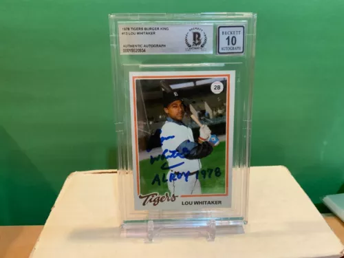Lou Whitaker AUTO/SIGNED 1978 Topps Burger King Rookie card AUTOGRAPH a 10!!