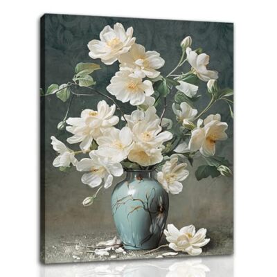  Flower Picture Decor Wall Art Canvas Print White 12x15 inch x1 Panel floral-12