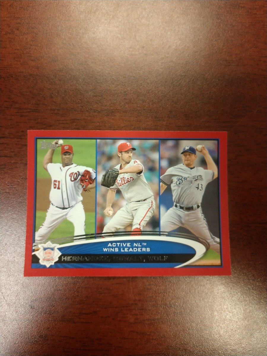 2012 Topps Target Red Active NL Wins Leaders #29 Oswalt/Wolf 