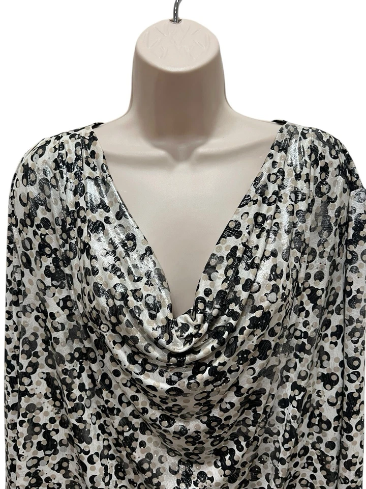 DressBarn Collection Mujer Talla Grande 2X Estampado Animal Metálico Manga 3/4 Drape Foto 2 de 4