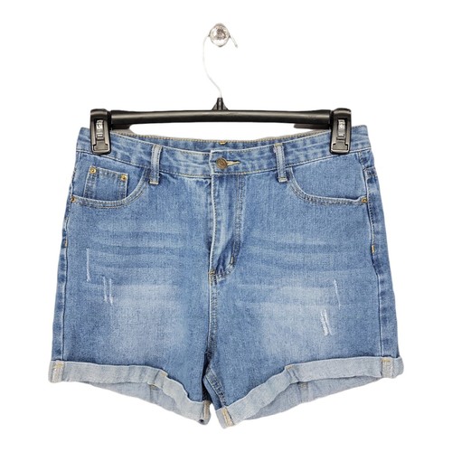 Damen Shorts Jeans Large High Rise Boyfriend Bündchen Used Blau Denim 31x3 - Bild 1 von 6