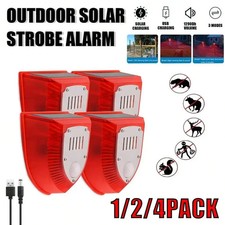 Solar Powered Infrared Motion Sensor Detector Alarm Light with 129db Dog Barking