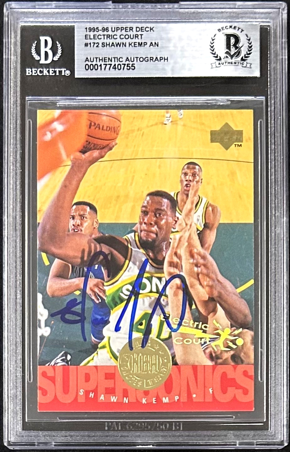 Shawn Kemp 1995-96 Upper Deck Electric Court Signed Card #172 Beckett 17740755