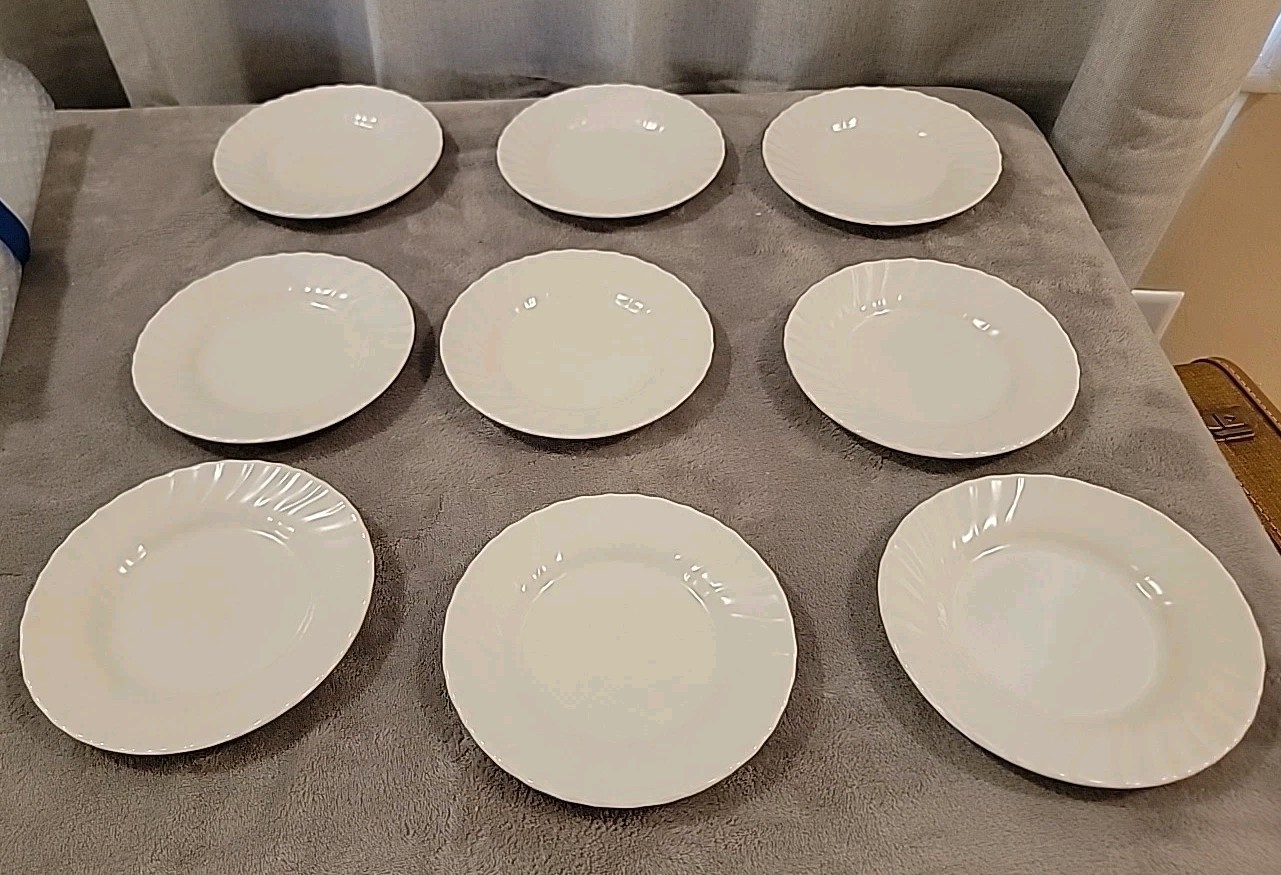 (9) Vintage Franciscan Ware Coronado Swirl Ivory 6 1/2" Bread Plates