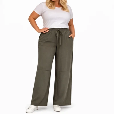 Damen Hose Aniston Plus Stoffhose Khaki grün weites Bein Gr. 44-54 (1200) - Bild 1 von 4