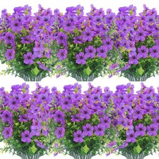 12 Bundles Artificial Flowers Outdoor UV Resistant Fake Plastic Plants Indoor...