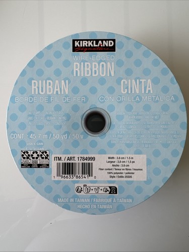 Kirkland Wire-Edged Ribbon 1.5" Wide 50 Yards Ribbon RED SHEER & SATIN STRIPE - Picture 3 of 3