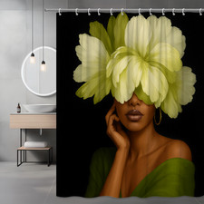 Elegant Green Floral Shower Curtain for Modern Bathroom Decor