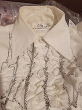 Boy's/Girl's Vintage Austin Power Ruffle Tuxedo Shirt White w/ Dark Trim