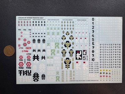 Warhammer 40000 Transfer Sheet Transfers Decals - Various factions