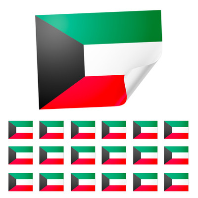 20 x Kuwait Flagge Aufkleber - 8x5cm Papieraufkleber mit Peel & Stick Rückseite