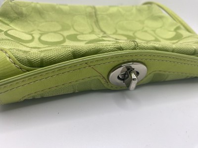 Vintage Coach Y2K Lime Green Signature Mini Turnlock Wristlet Mini