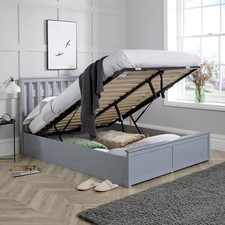 Ottoman Double Size Pine End Lift Storage Bed Grey Bed Frame B-Seconds